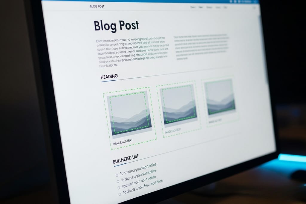 Blog post with highlighted SEO elements - seo friendly website